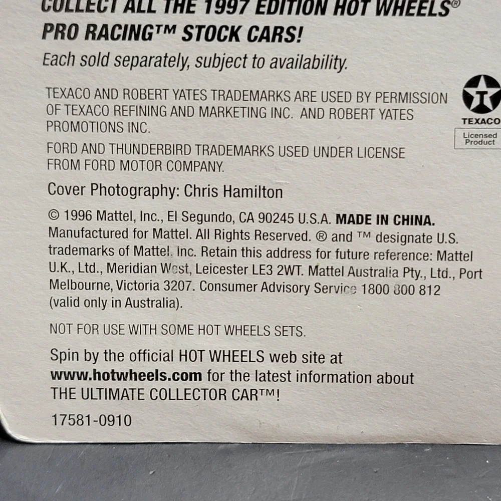 Team Hot Wheels Pro Racing 1997 Collectors 1st Edition Ernie Irvan Die Cast Car
